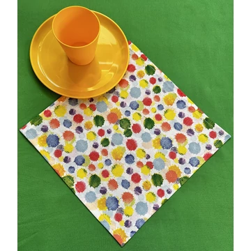 Iskolai textil szalvéta, újraszalvéta színes pöttyös