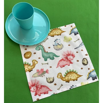 Iskolai textil szalvéta, újraszalvéta aranyos dinók