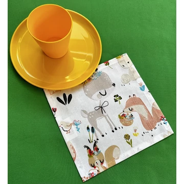 Iskolai textil szalvéta, újraszalvéta őzike és nyuszi KISEBB MÉRET