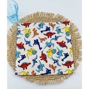 Egyrétegű iskolai textil szalvéta- dinós