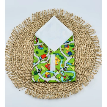Textil újraszalvéta, szendvics csomagoló- mini város