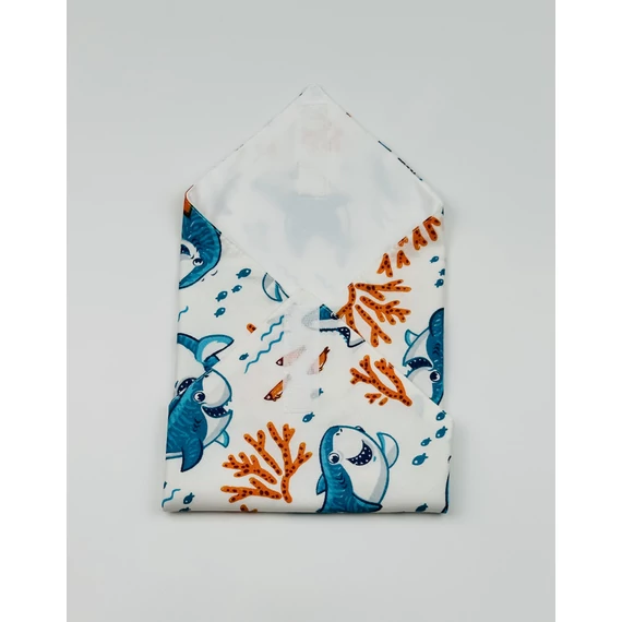 Textil újraszalvéta, szendvics csomagoló- cápás