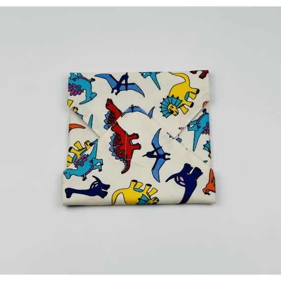 Textil újraszalvéta, szendvics csomagoló- dinós