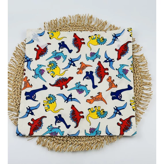 Textil újraszalvéta, szendvics csomagoló- dinós