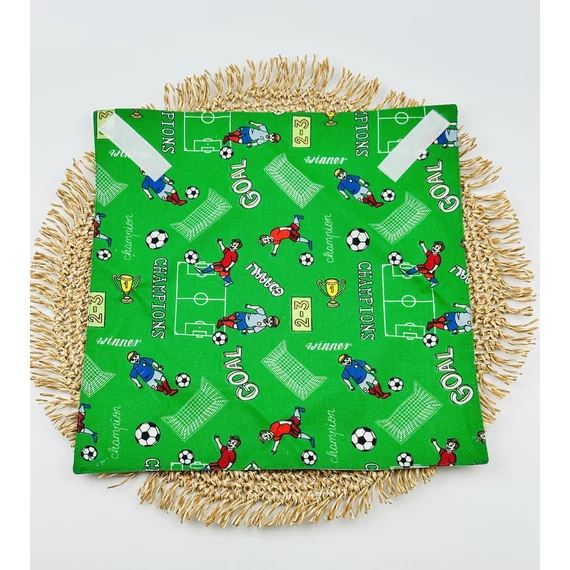 Textil újraszalvéta, szendvics csomagoló- focis