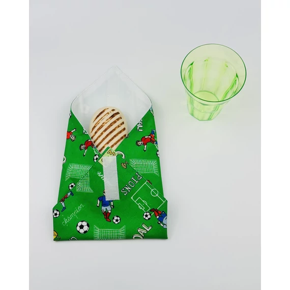 Textil újraszalvéta, szendvics csomagoló- focis