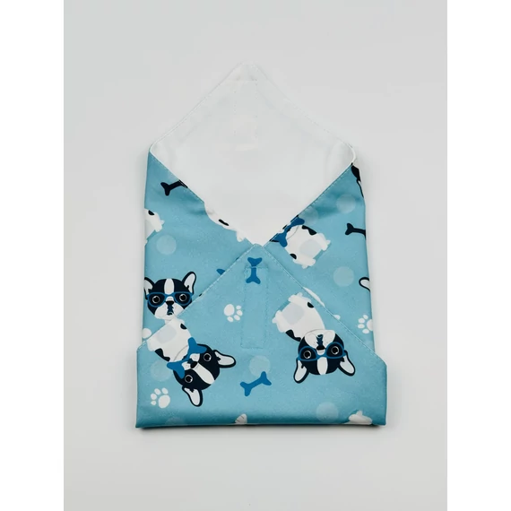 Textil újraszalvéta, szendvics csomagoló- kék kutyás