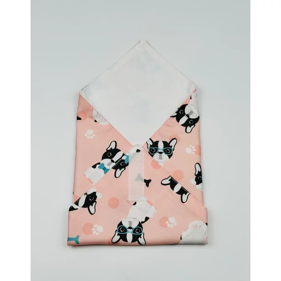 Textil újraszalvéta, szendvics csomagoló- rózsaszín kutyás