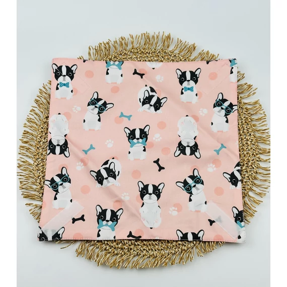 Textil újraszalvéta, szendvics csomagoló- rózsaszín kutyás