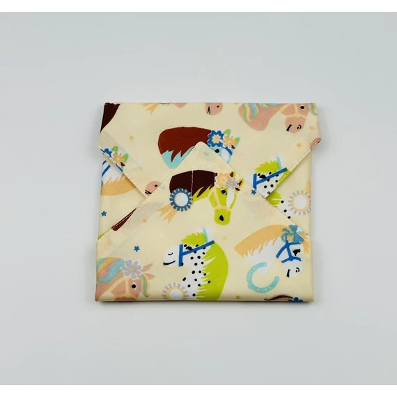 Textil újraszalvéta, szendvics csomagoló- lovas