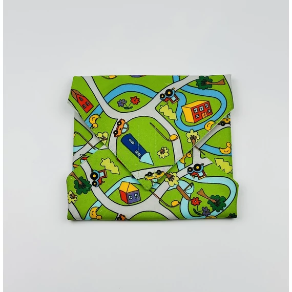 Textil újraszalvéta, szendvics csomagoló- mini város