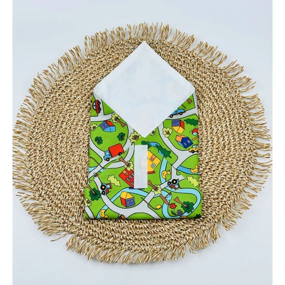 Textil újraszalvéta, szendvics csomagoló- mini város