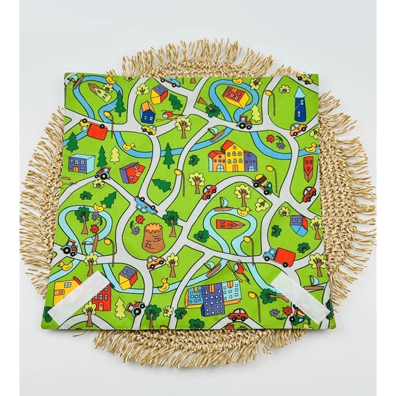 Textil újraszalvéta, szendvics csomagoló- mini város