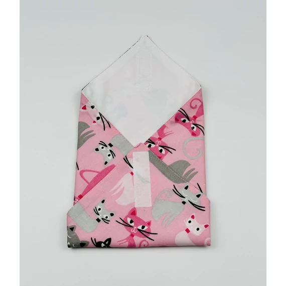 Textil újraszalvéta, szendvics csomagoló- rózsaszín cicás