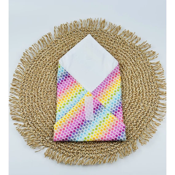 Textil újraszalvéta, szendvics csomagoló- színes csillagos