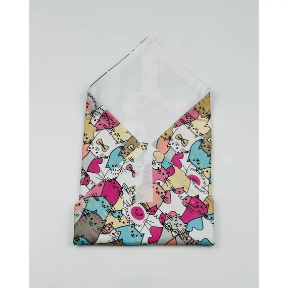 Textil újraszalvéta, szendvics csomagoló- színes cicás