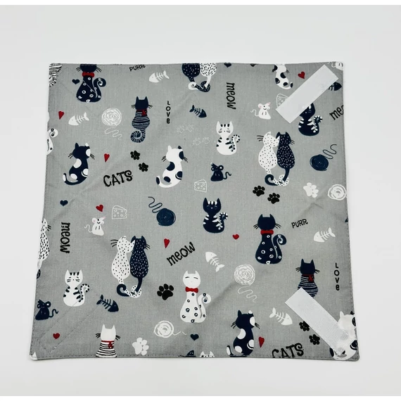 Textil újraszalvéta, szendvics csomagoló- szürke cicás