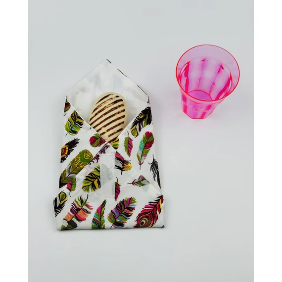 Textil újraszalvéta, szendvics csomagoló- színes tollak
