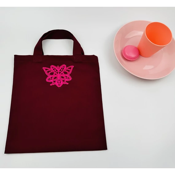 Különleges vászontáska pink pillangó mintával